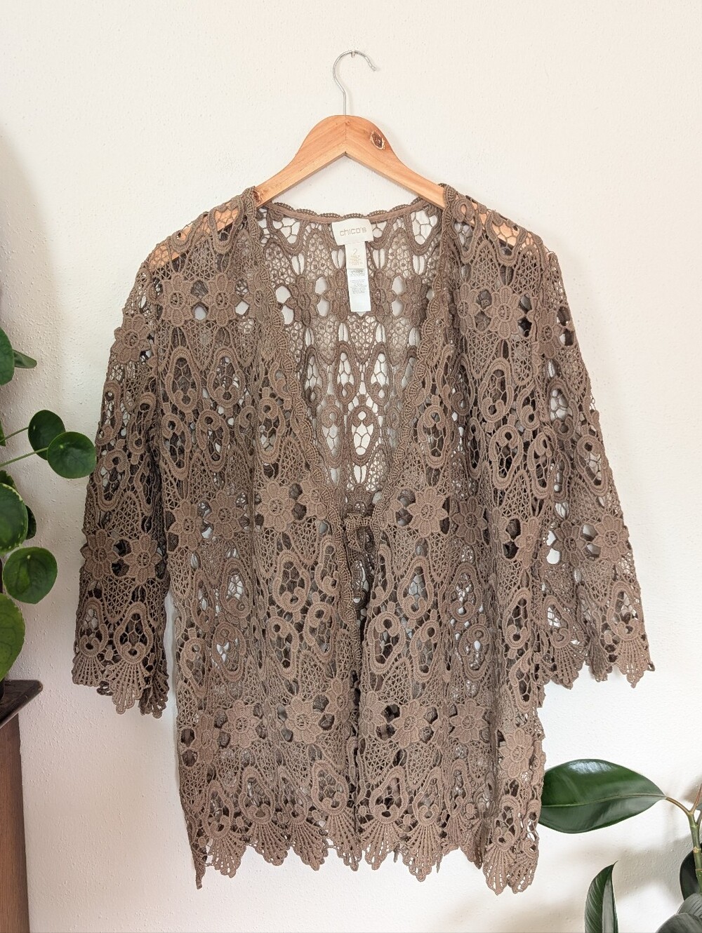 Chico's | Boho | Crochet Open Front Cardigan